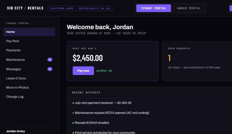 Fictional resident workspace dashboard